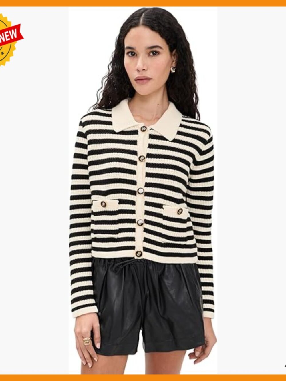 Cotton Acrylic Blend Cardigan with Pockets and Collar